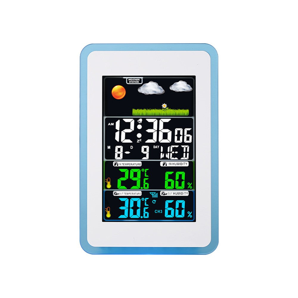 Wireless Weather Station Clock with Color Display, Indoor/Outdoor Temperature & Hygrometer, 433MHz