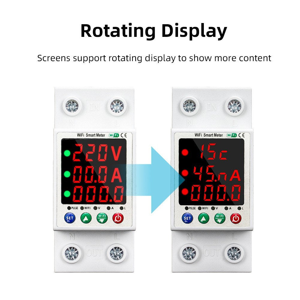 Smart WiFi Metering Breaker with Digital Display & Auto Reclosure - Tuya Compatible