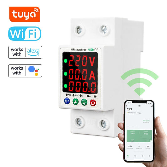 Smart WiFi Metering Breaker with Digital Display & Auto Reclosure - Tuya Compatible