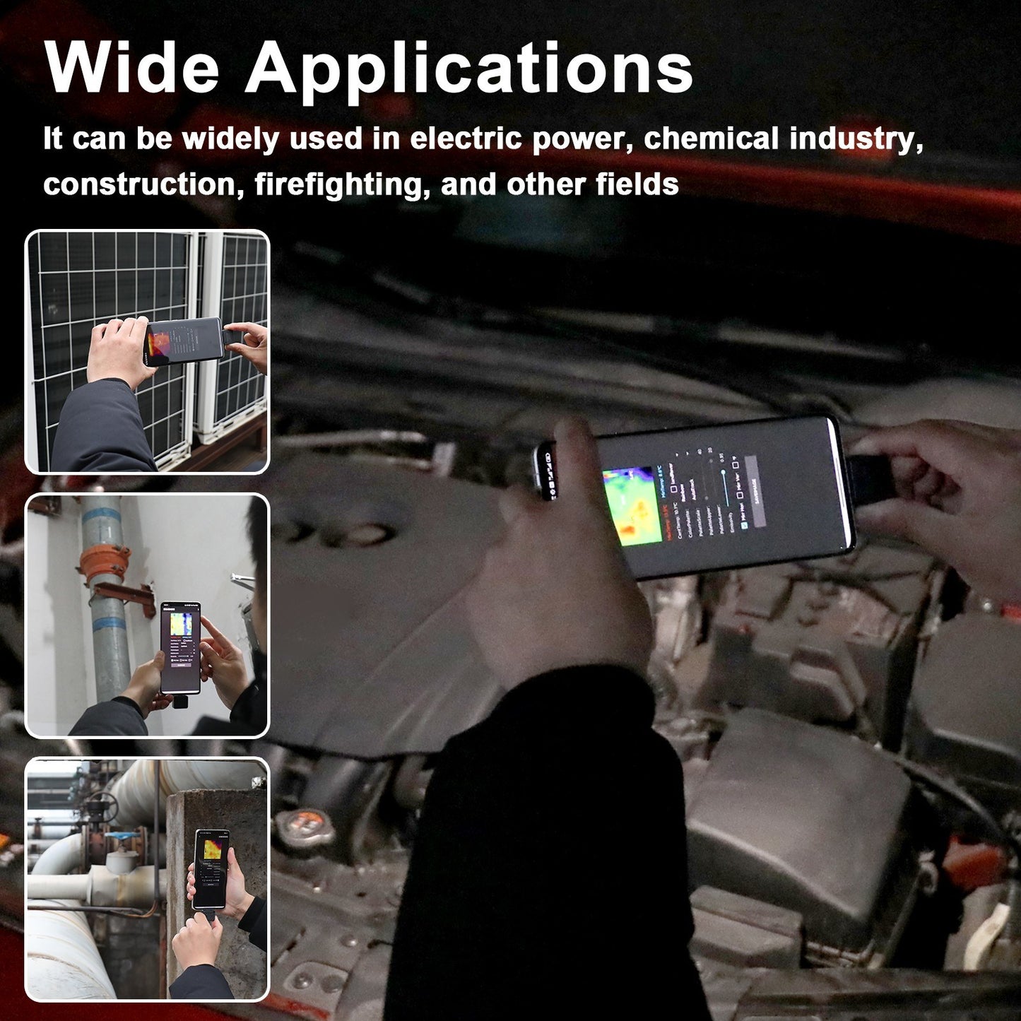 Compact Mobile Phone Thermal Imager: -20℃ to 1000℃ Range, 5 Color Palettes, Max/Min/Center Temp Measurement
