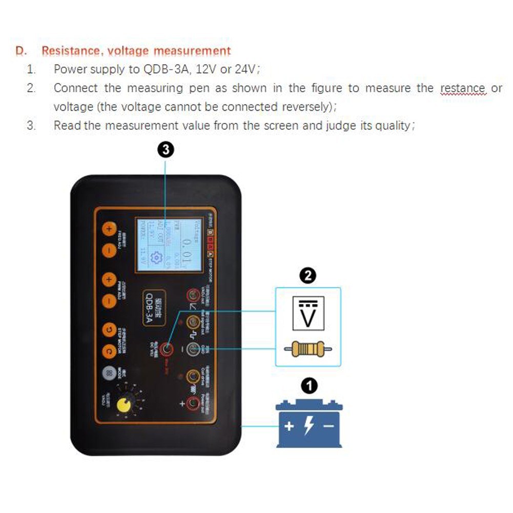 QDB-3A Automotive Ignition Coil & Injector Tester with Solenoid Valve and Stepper Motor Diagnostic Tool