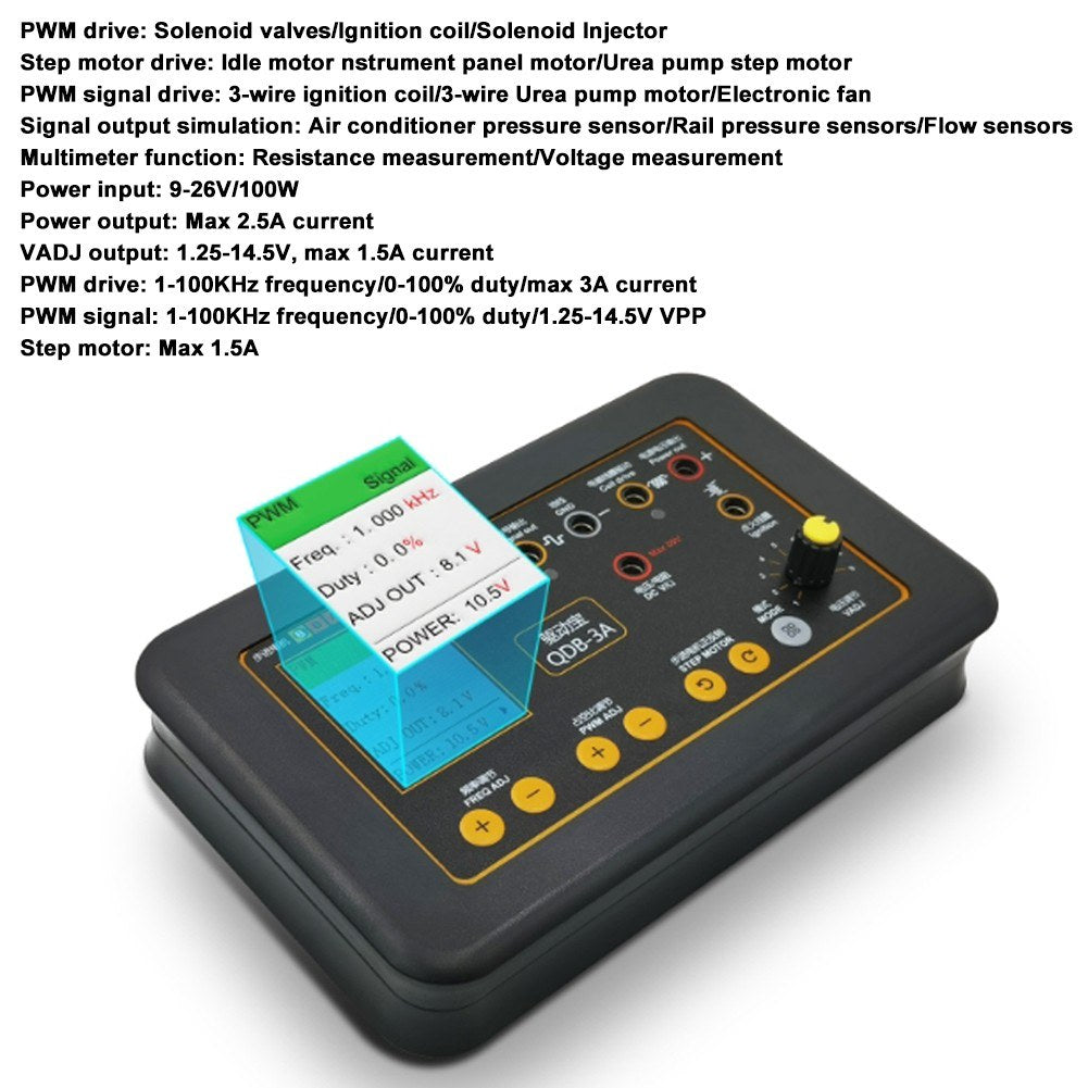 QDB-3A Automotive Ignition Coil & Injector Tester with Solenoid Valve and Stepper Motor Diagnostic Tool