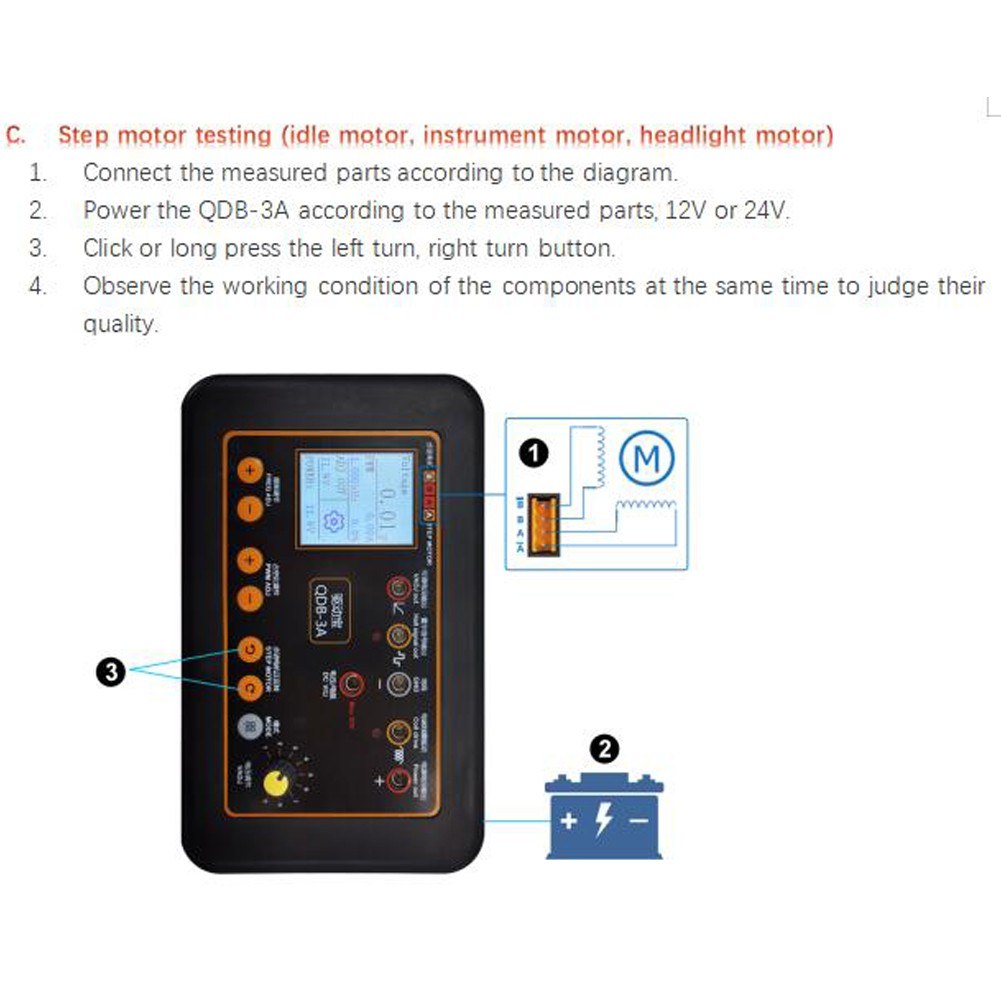 QDB-3A Automotive Ignition Coil & Injector Tester with Solenoid Valve and Stepper Motor Diagnostic Tool