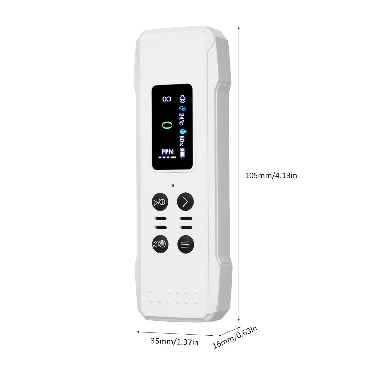 Portable 3-in-1 Carbon Monoxide Detector: 0-1000PPM Air Quality Monitor, CO Gas Meter, Temperature & Humidity Sensor with Alarm and Lanyard - 800mAh Battery for Basement, Camp, Trip, RV, Car