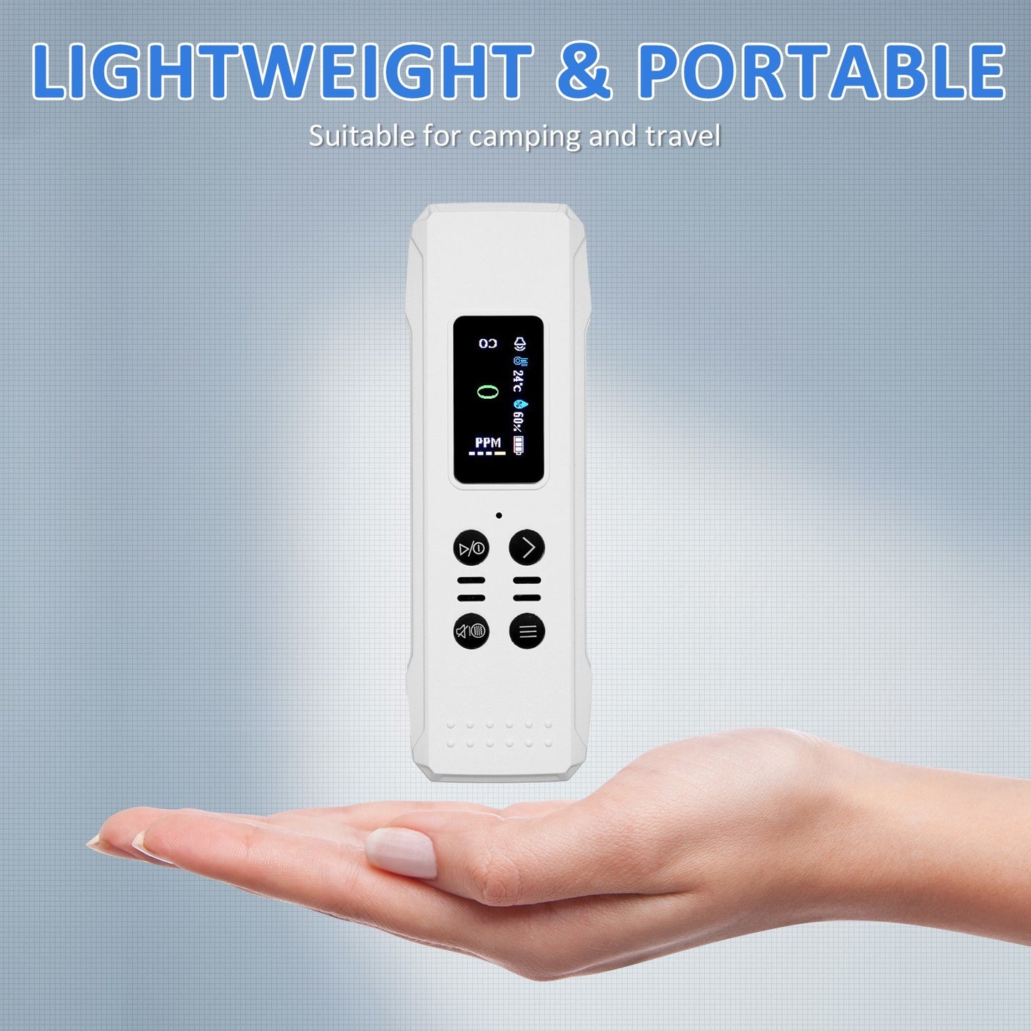 Portable 3-in-1 Carbon Monoxide Detector: 0-1000PPM Air Quality Monitor, CO Gas Meter, Temperature & Humidity Sensor with Alarm and Lanyard - 800mAh Battery for Basement, Camp, Trip, RV, Car
