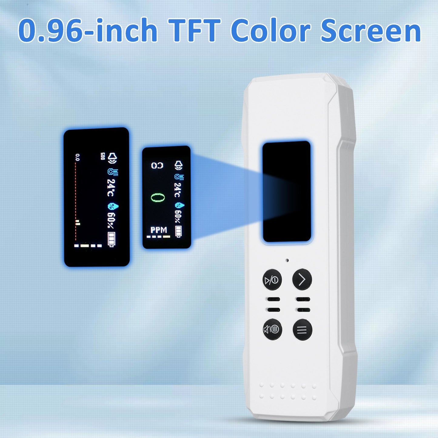 Portable 3-in-1 Carbon Monoxide Detector: 0-1000PPM Air Quality Monitor, CO Gas Meter, Temperature & Humidity Sensor with Alarm and Lanyard - 800mAh Battery for Basement, Camp, Trip, RV, Car
