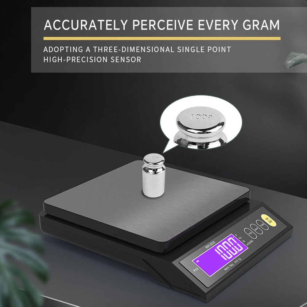 High Accuracy Rechargeable Kitchen Scale, IP67 Waterproof, with Counting, Tare, Zeroing, Auto Power Off & Unit Conversion