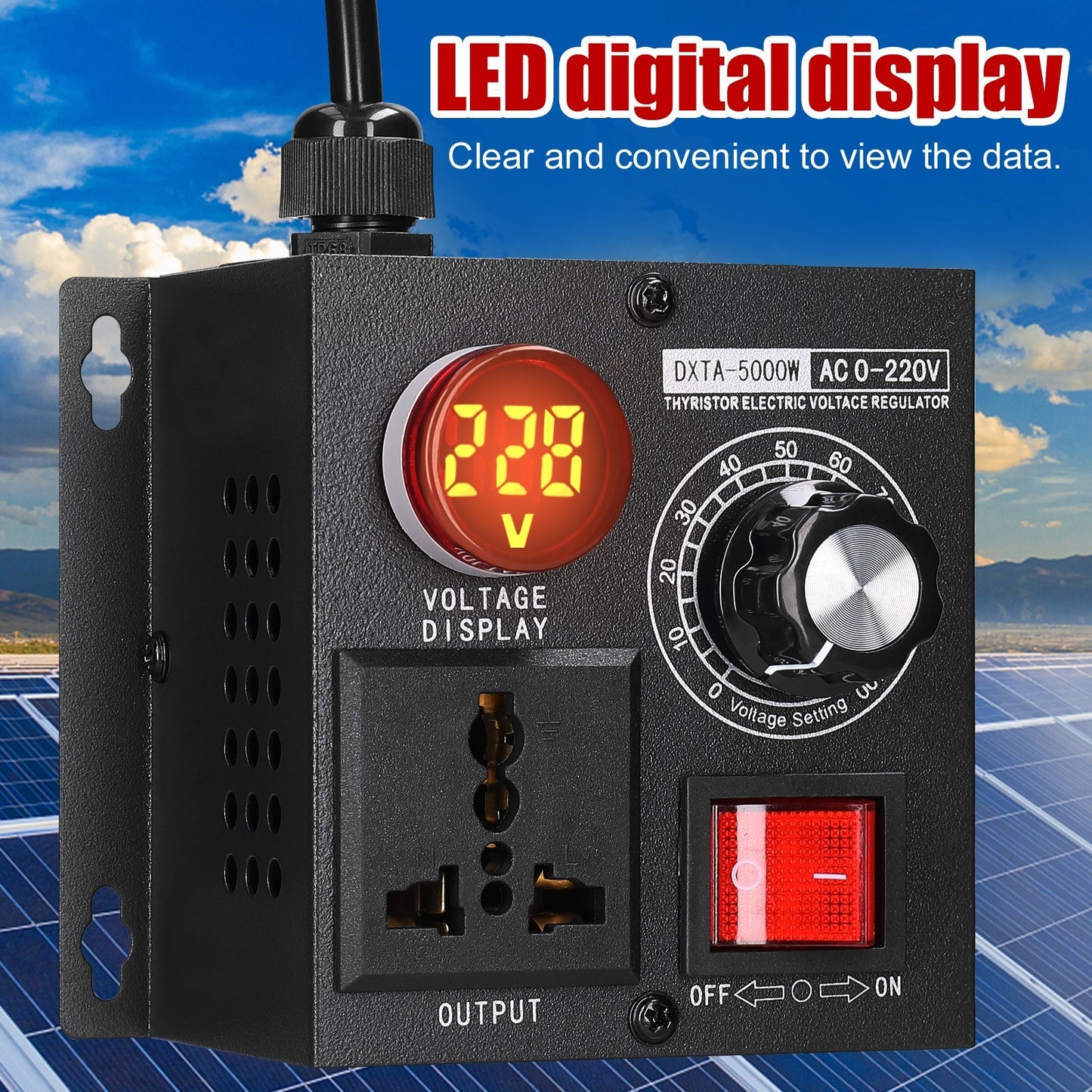 5000W AC220V Stepless Voltage Regulator: Portable Variable Single-Phase Controller for Temperature, Speed, and Light Adjustment