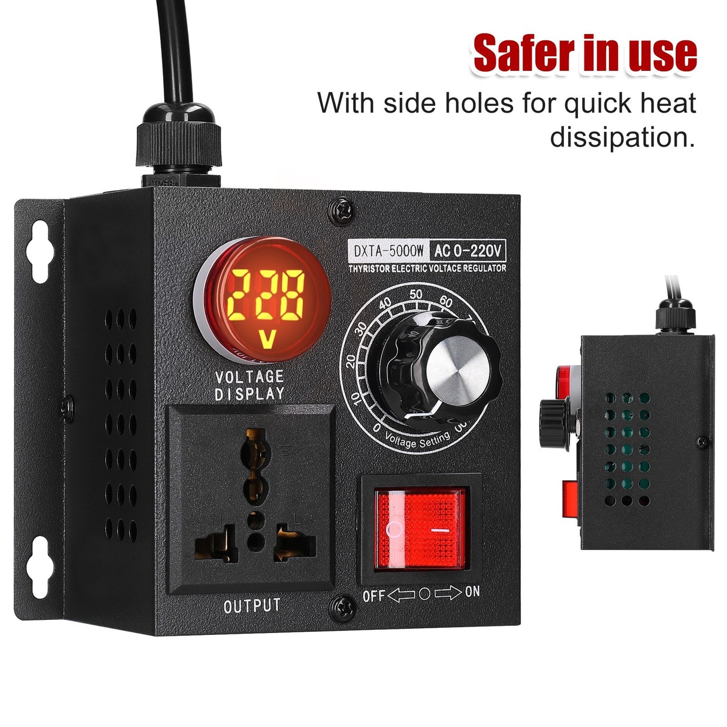 5000W AC220V Stepless Voltage Regulator: Portable Variable Single-Phase Controller for Temperature, Speed, and Light Adjustment