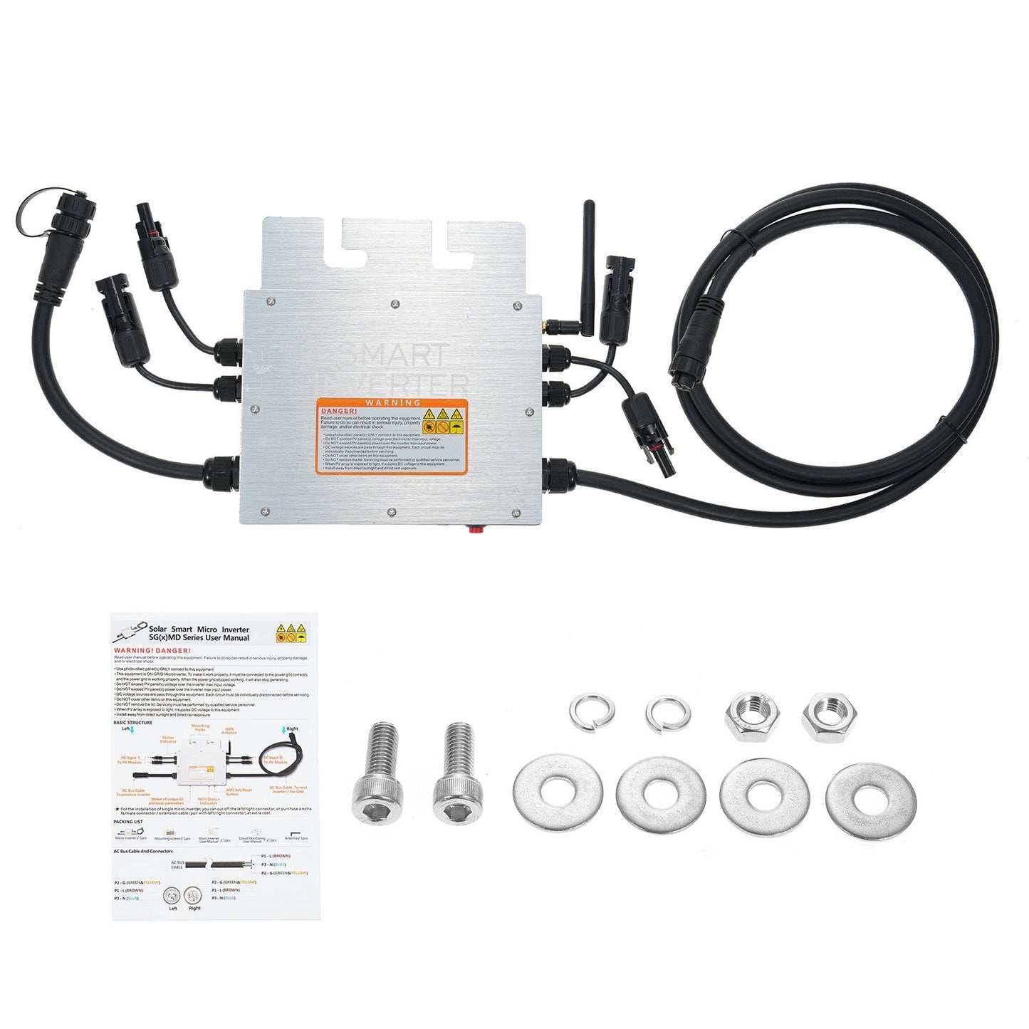 700W Solar Micro Inverter Grid Tie, Waterproof IP65, WiFi Control, Automatic DC to AC Identification, 120/230V