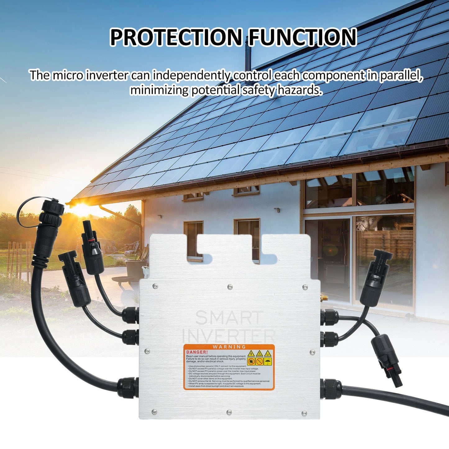 700W Solar Micro Inverter Grid Tie, Waterproof IP65, WiFi Control, Automatic DC to AC Identification, 120/230V