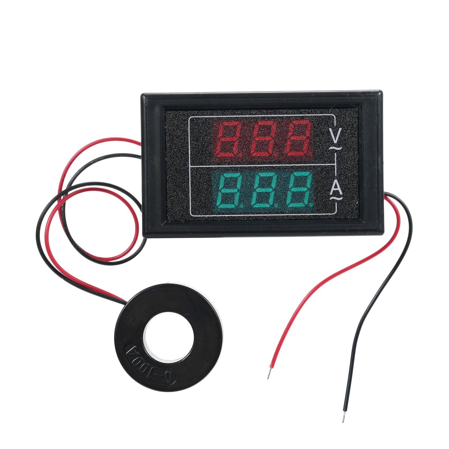 Digital Volt Amp Meter AC 60-500V 100A with Current Transformer, 2-in-1 Mini Ammeter Voltmeter Gauge, Dual LED Display, Universal Car Accessories