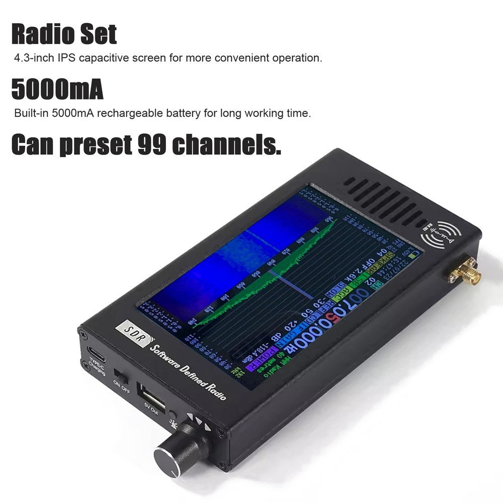 Professional Portable SDR Radio Receiver 100KHz-149MHz with Multifunctional Shortwave Antenna