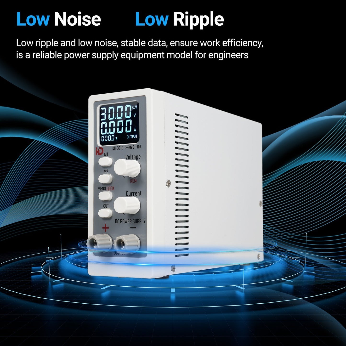 Adjustable DC Power Supply 30V 10A 300W with Encoder Knob & 4-Digit LED Display for Lab & DIY Projects