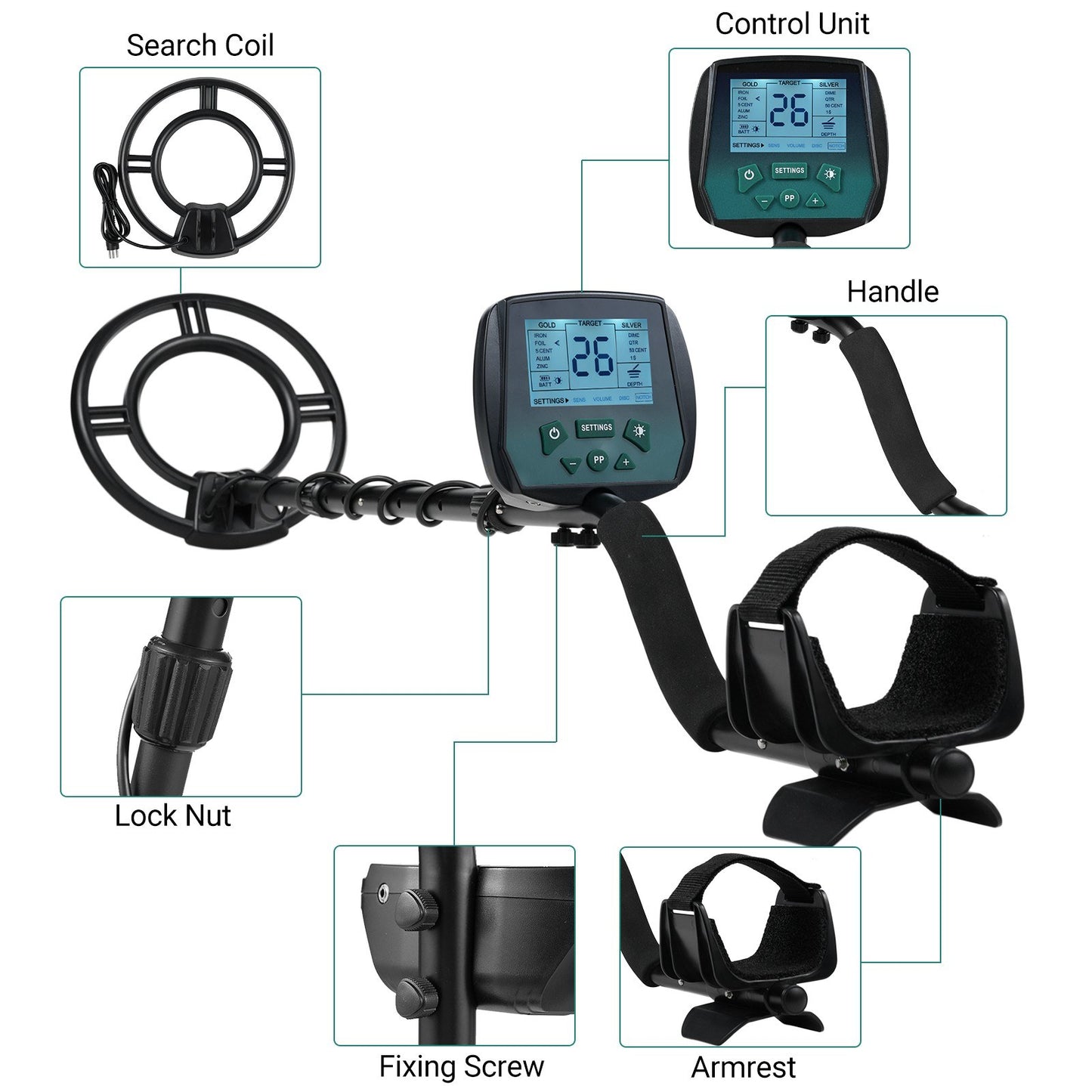 Professional Waterproof Metal Detector for Adults - High Accuracy Gold, Silver, Copper Finder with LCD Display & 4 Modes