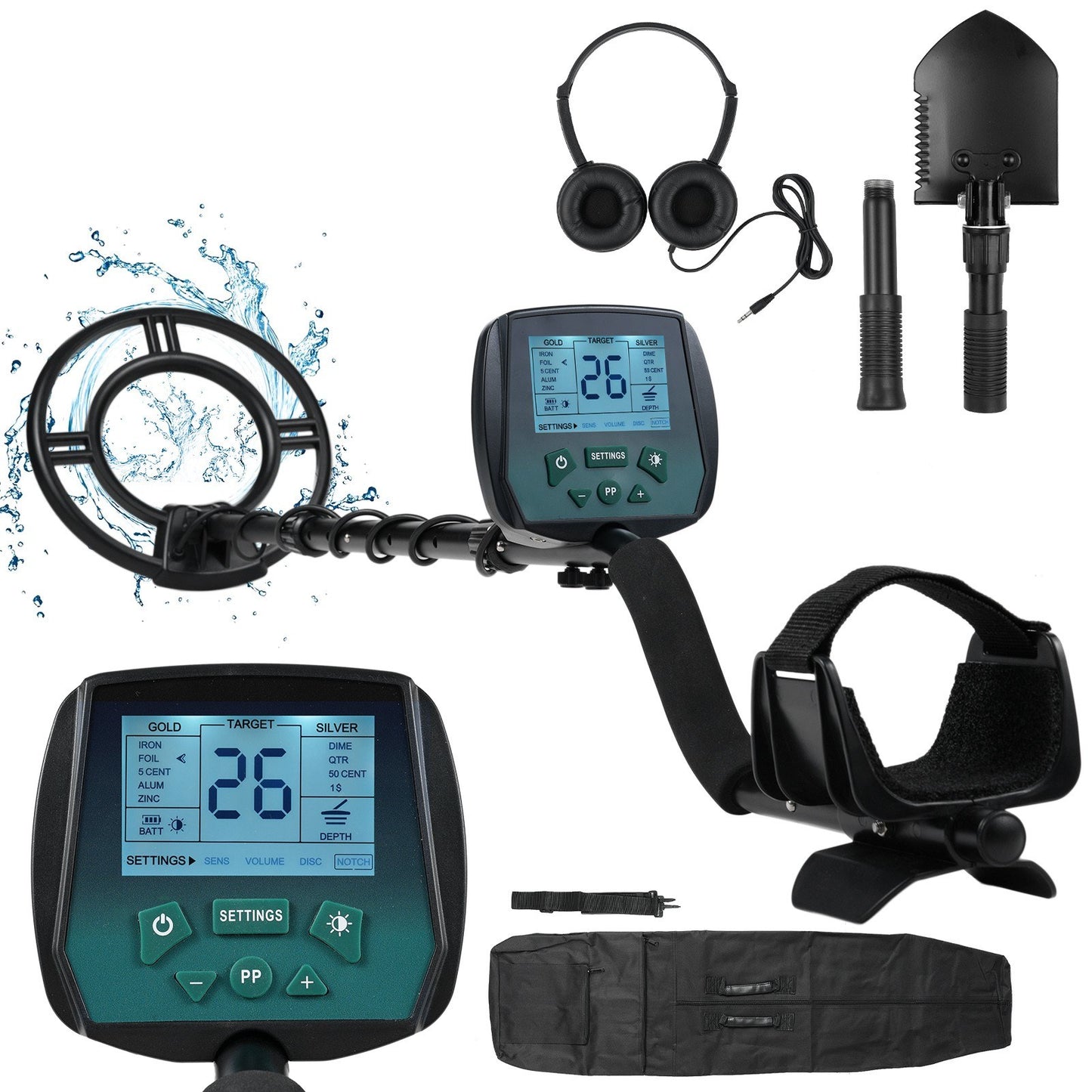 Professional Waterproof Metal Detector for Adults - High Accuracy Gold, Silver, Copper Finder with LCD Display & 4 Modes