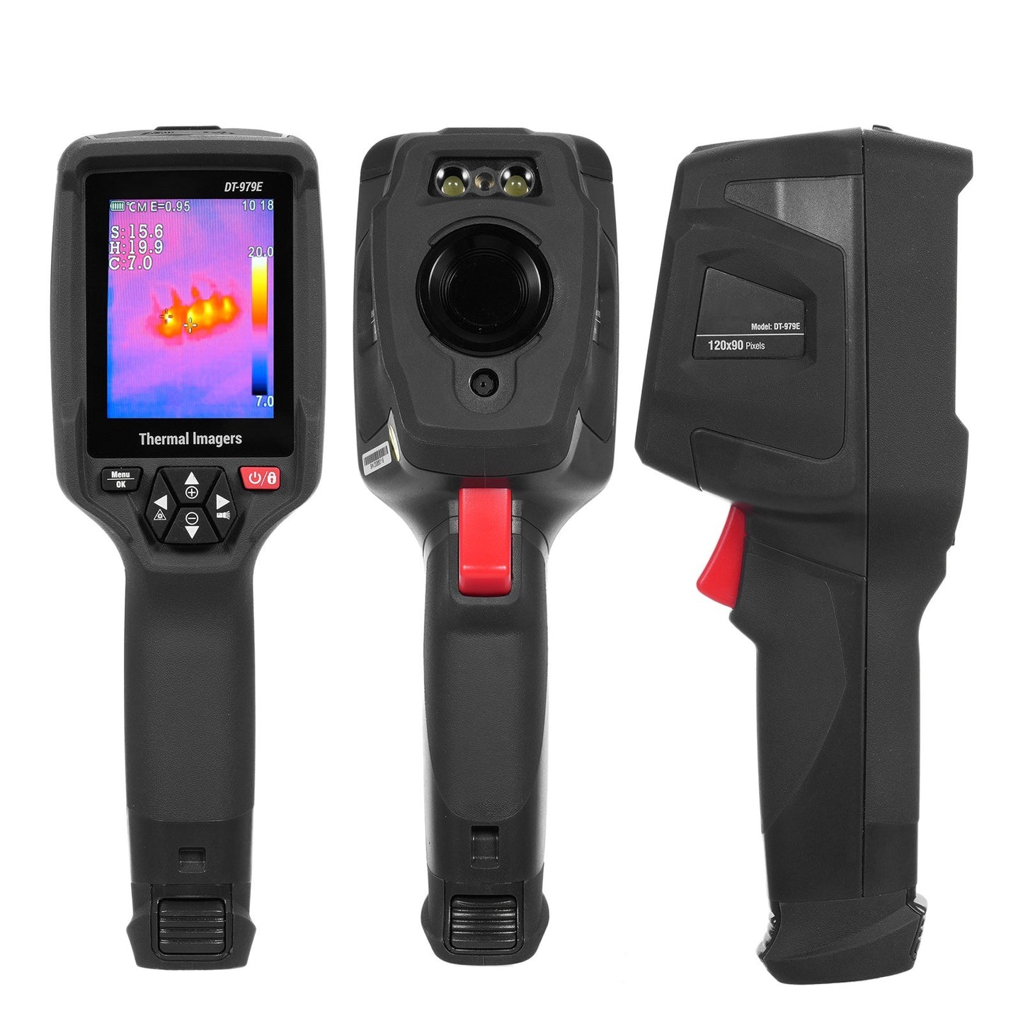 Rechargeable Handheld IR Thermal Camera, 120x90 Resolution, 2.8 LCD, 50Hz, 32GB SD, 2m Drop Proof