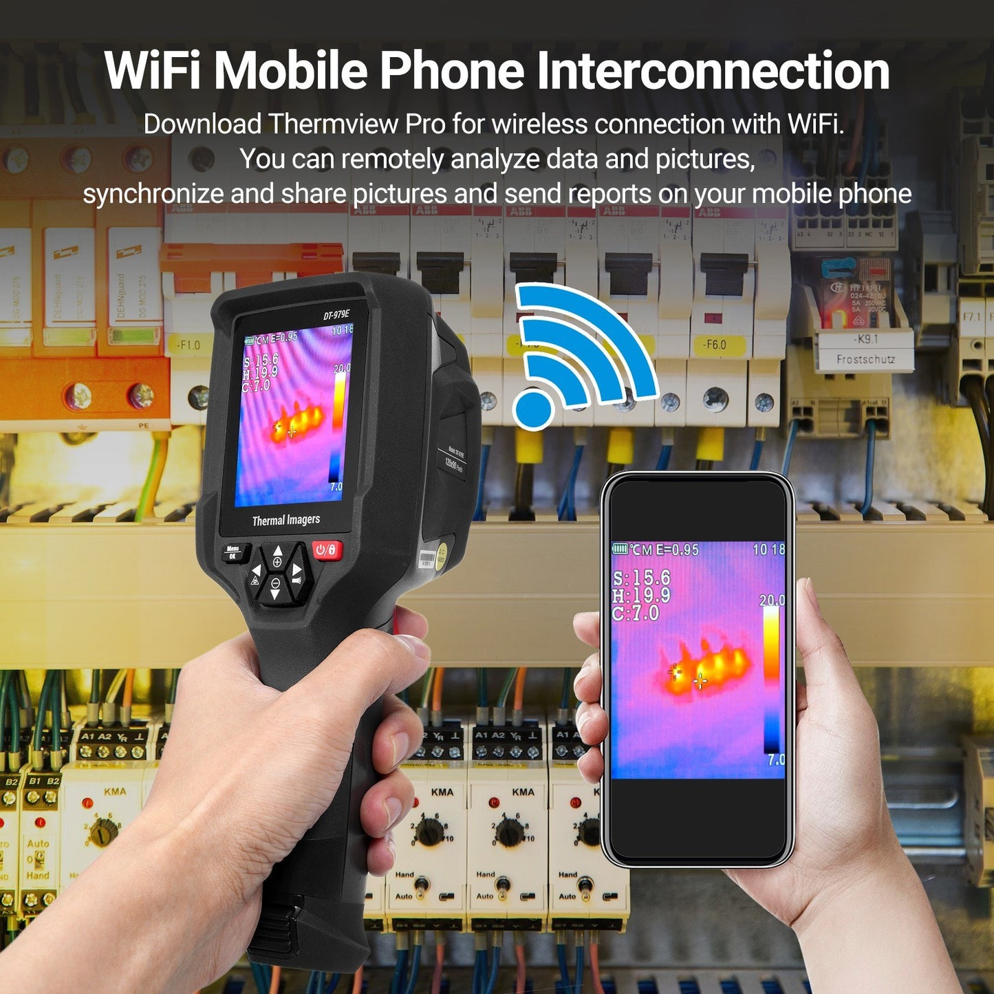 Rechargeable Handheld IR Thermal Camera, 120x90 Resolution, 2.8 LCD, 50Hz, 32GB SD, 2m Drop Proof