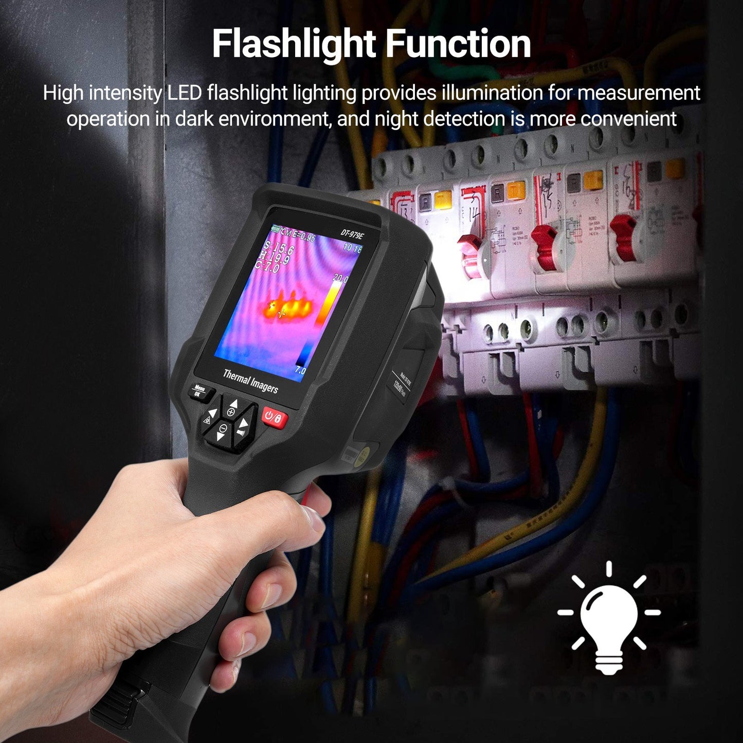 Rechargeable Handheld IR Thermal Camera, 120x90 Resolution, 2.8 LCD, 50Hz, 32GB SD, 2m Drop Proof