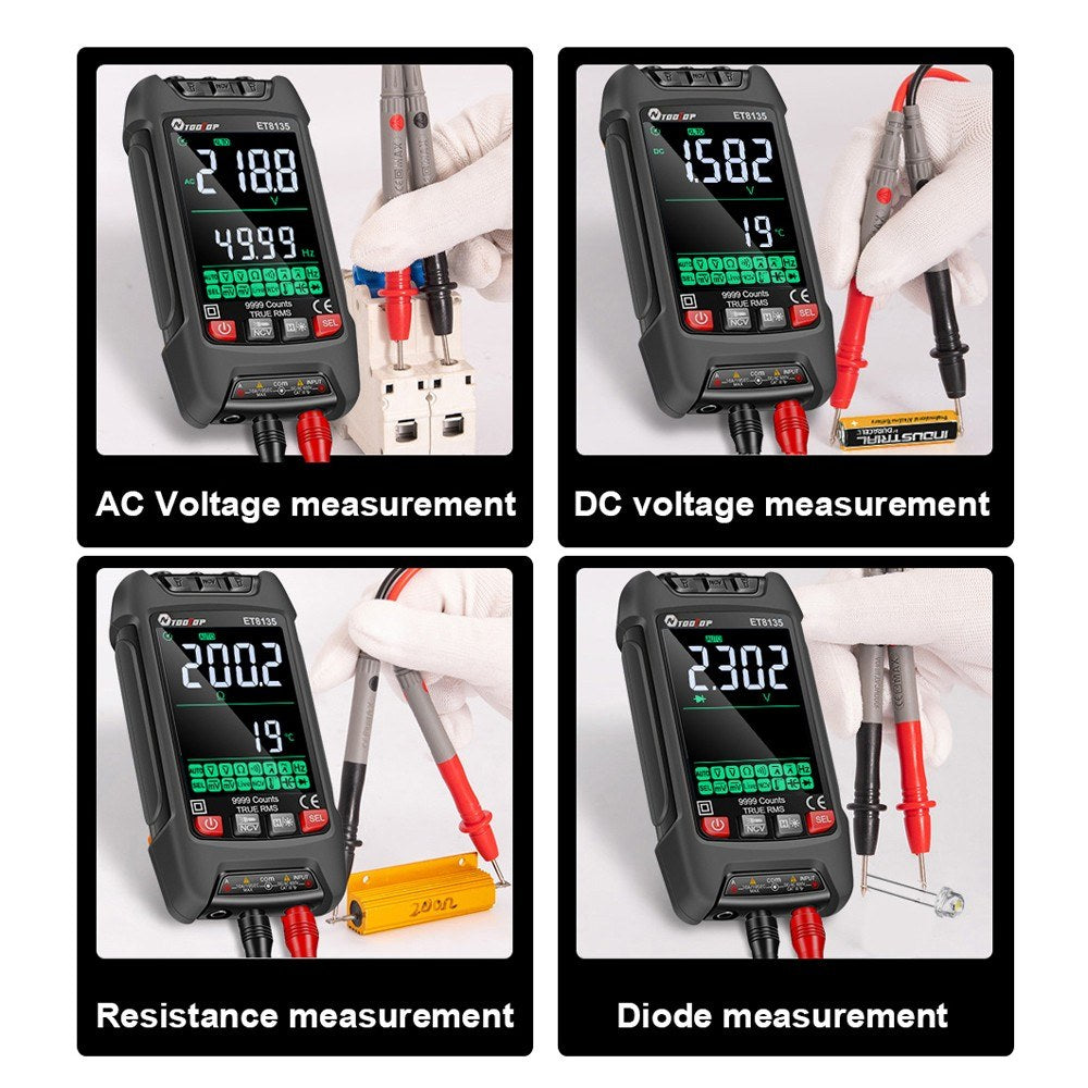 9999 Counts Digital Multimeter with Color Display - Professional Noncontact NCV Voltage, Current, Capacitance, Resistance & Diode Tester