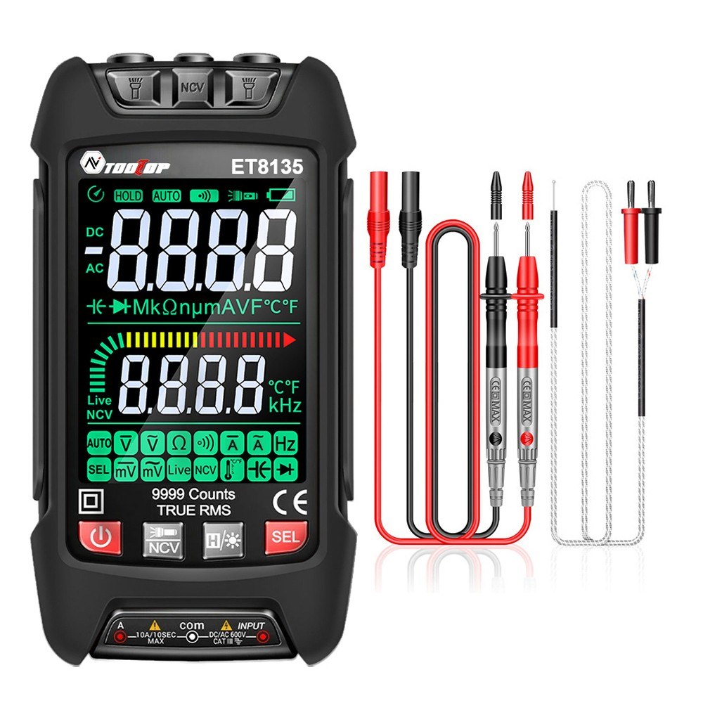 9999 Counts Digital Multimeter with Color Display - Professional Noncontact NCV Voltage, Current, Capacitance, Resistance & Diode Tester
