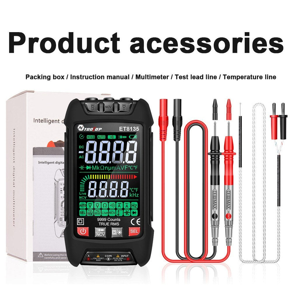 9999 Counts Digital Multimeter with Color Display - Professional Noncontact NCV Voltage, Current, Capacitance, Resistance & Diode Tester