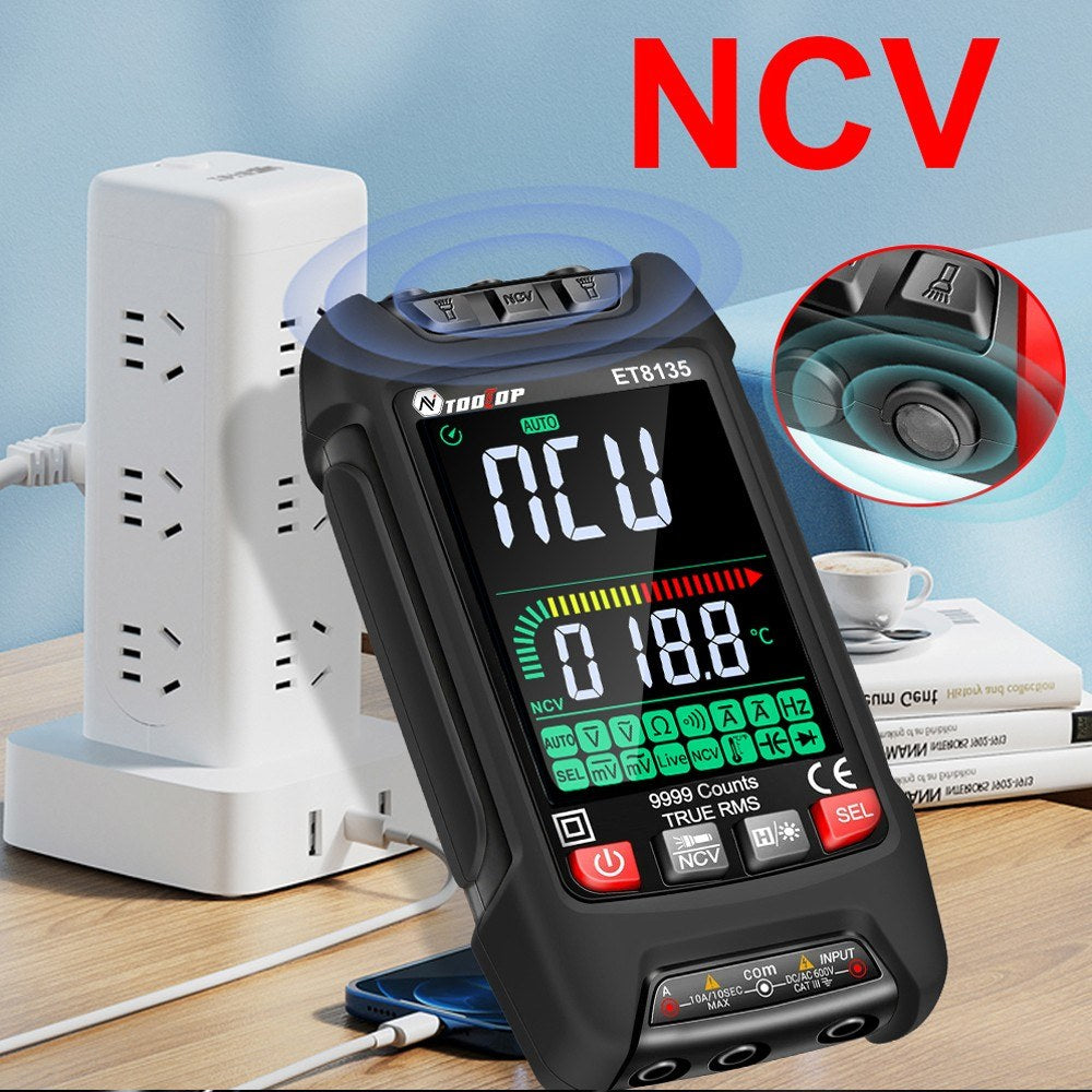 9999 Counts Digital Multimeter with Color Display - Professional Noncontact NCV Voltage, Current, Capacitance, Resistance & Diode Tester