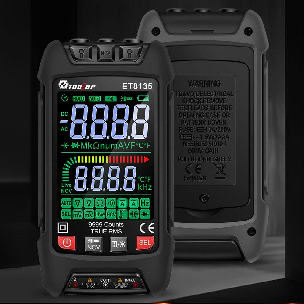 9999 Counts Digital Multimeter with Color Display - Professional Noncontact NCV Voltage, Current, Capacitance, Resistance & Diode Tester