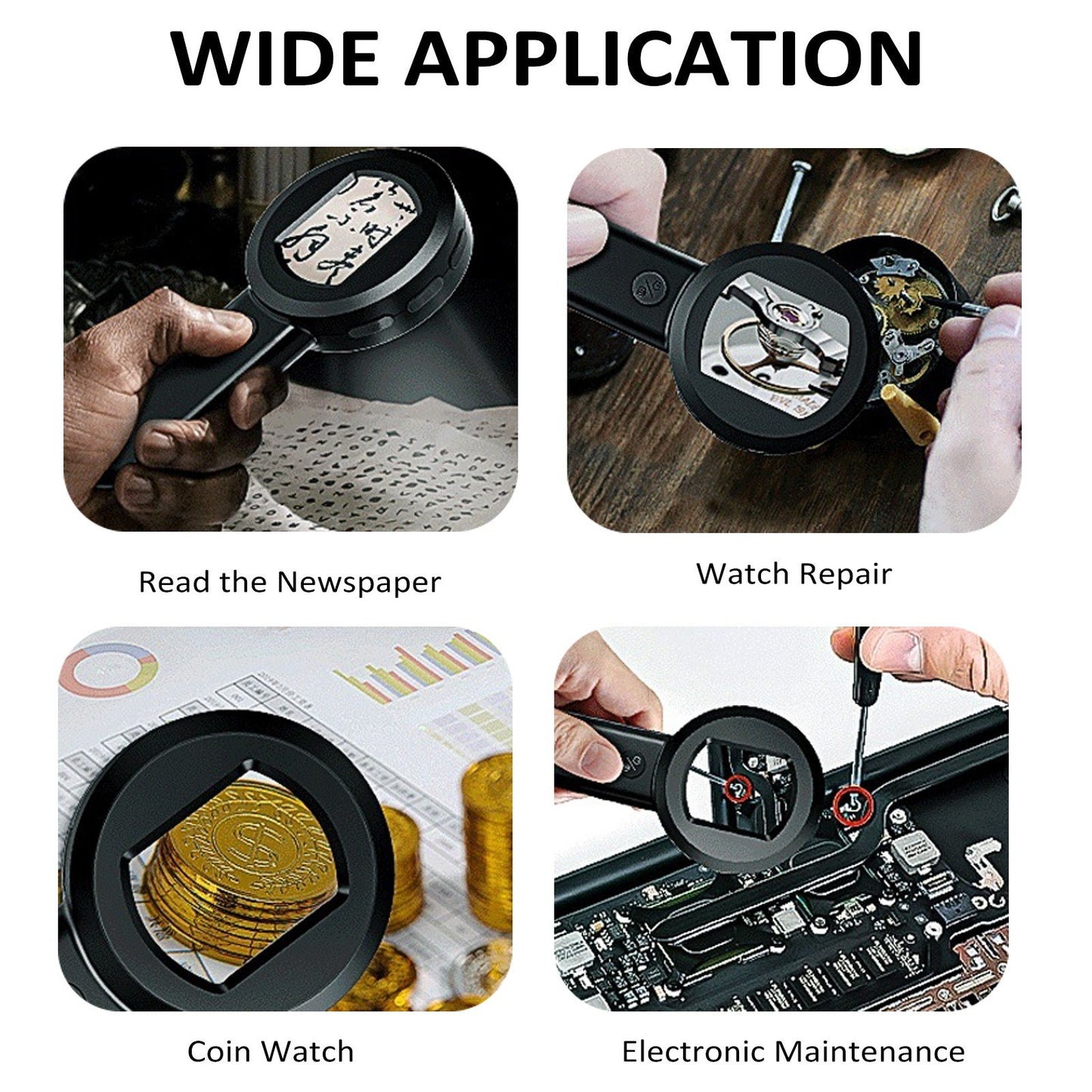 Digital Magnifier 100X with 2.0 IPS Screen & Dual Light - Windows Compatible