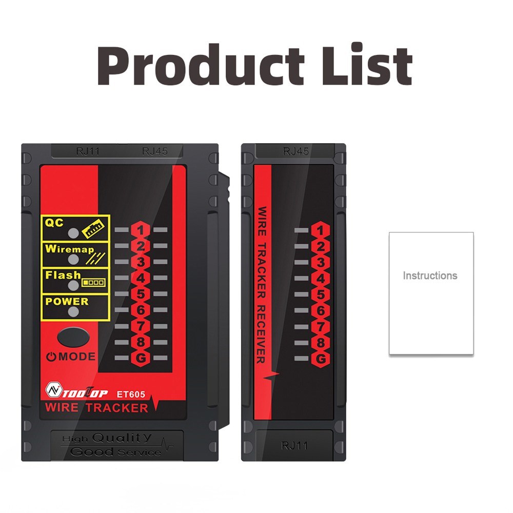 ET605 Cable Tester with POE, Polarity Check, 60V Withstand Voltage, Low Battery Indicator, Auto Power Off