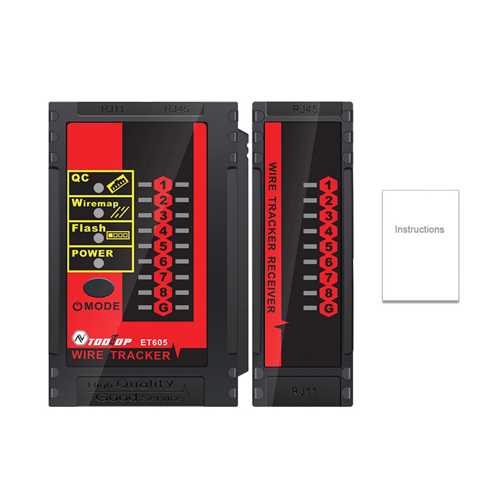 ET605 Cable Tester with POE, Polarity Check, 60V Withstand Voltage, Low Battery Indicator, Auto Power Off