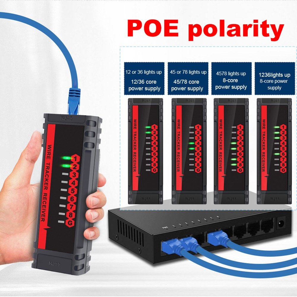 ET605 Cable Tester with POE, Polarity Check, 60V Withstand Voltage, Low Battery Indicator, Auto Power Off