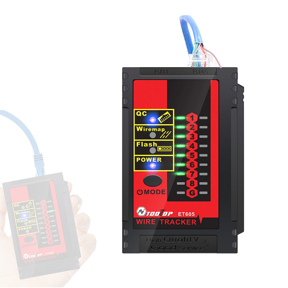 ET605 Cable Tester with POE, Polarity Check, 60V Withstand Voltage, Low Battery Indicator, Auto Power Off