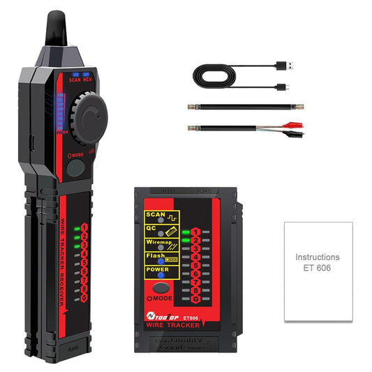 Handheld Network Cable Tester ET606 with POE Polarity, 60V Withstand Voltage, Low Battery Indicator & Auto Power Off