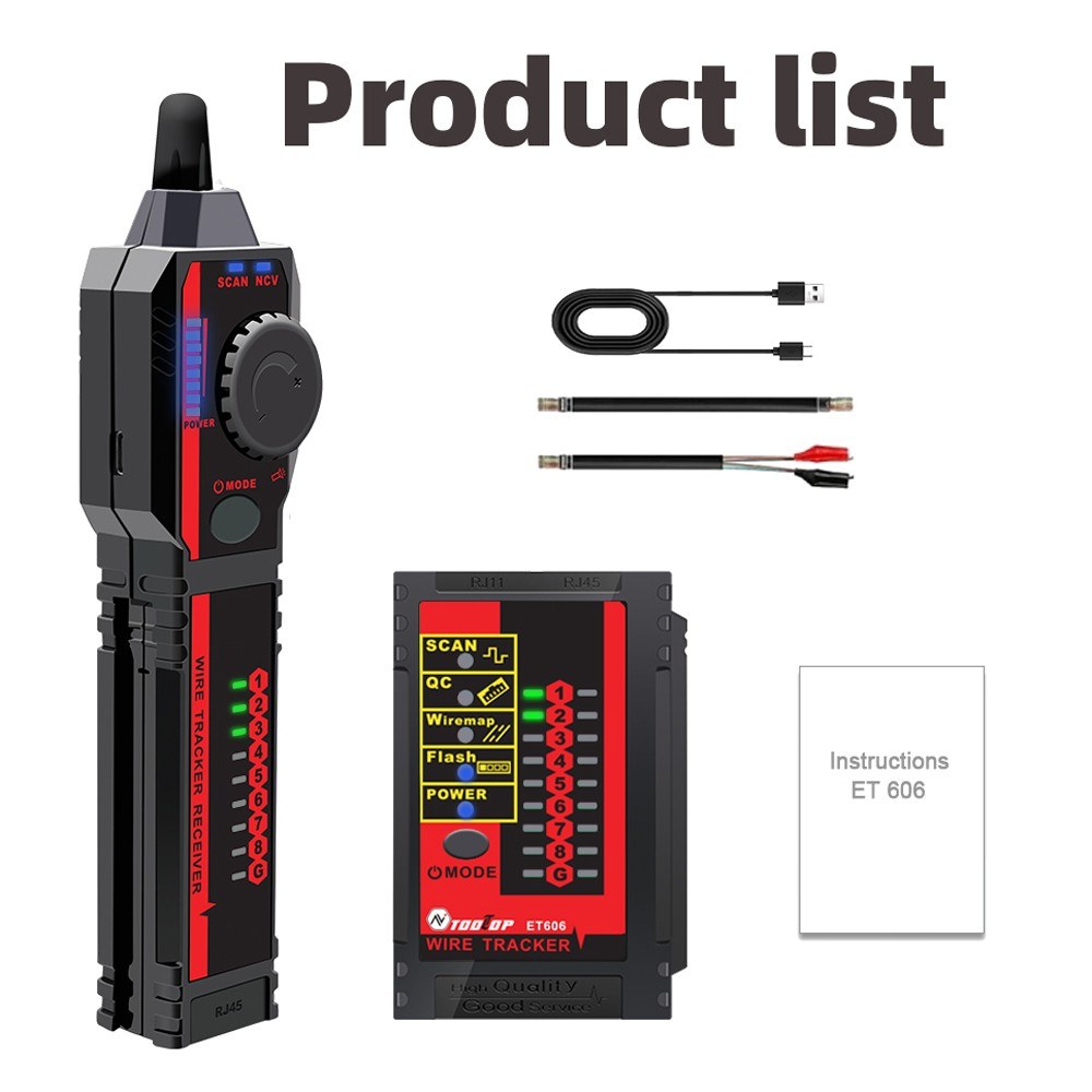 Handheld Network Cable Tester ET606 with POE Polarity, 60V Withstand Voltage, Low Battery Indicator & Auto Power Off