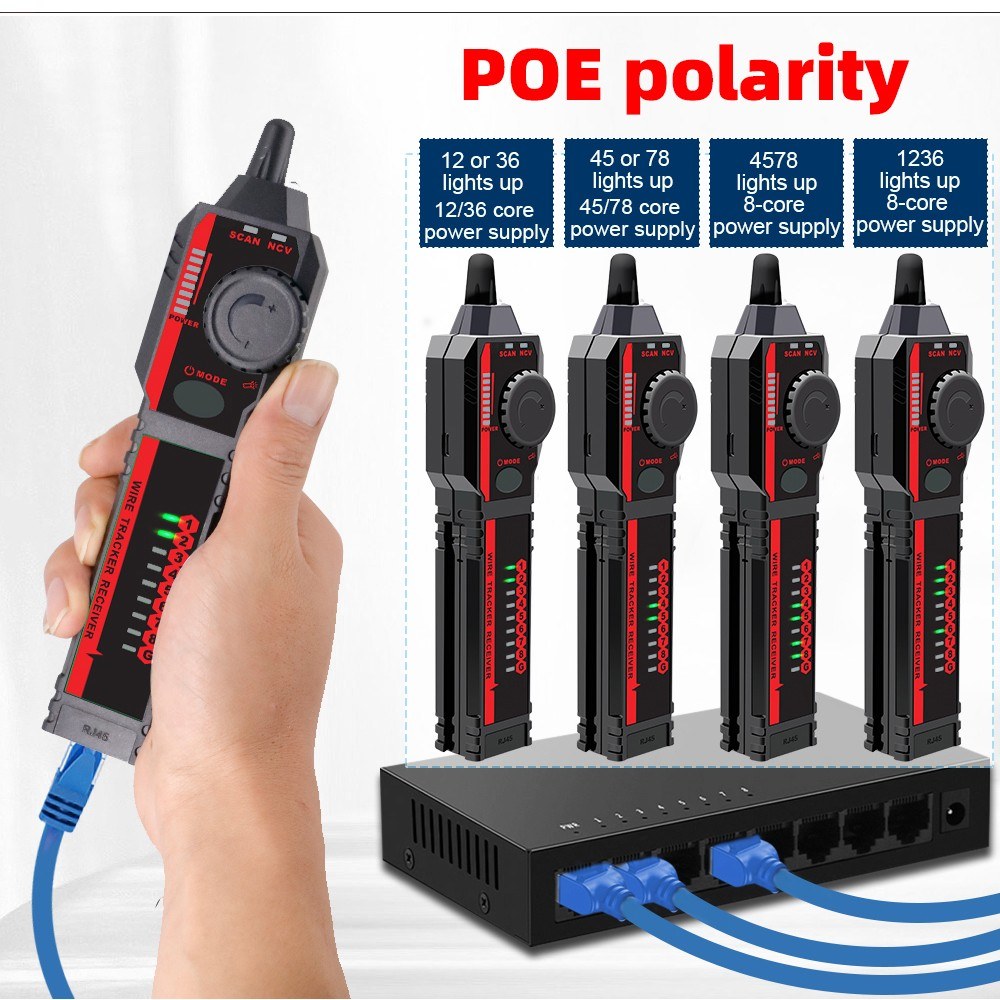 Handheld Network Cable Tester ET606 with POE Polarity, 60V Withstand Voltage, Low Battery Indicator & Auto Power Off