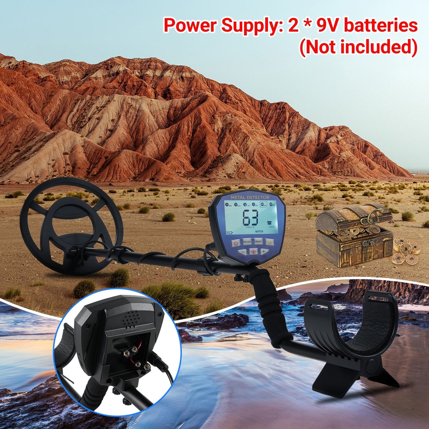 Professional Metal Detector for Adults with LCD Display, High Accuracy Waterproof Coil, 3 Modes Adjustable for Gold and Silver Treasure Hunting