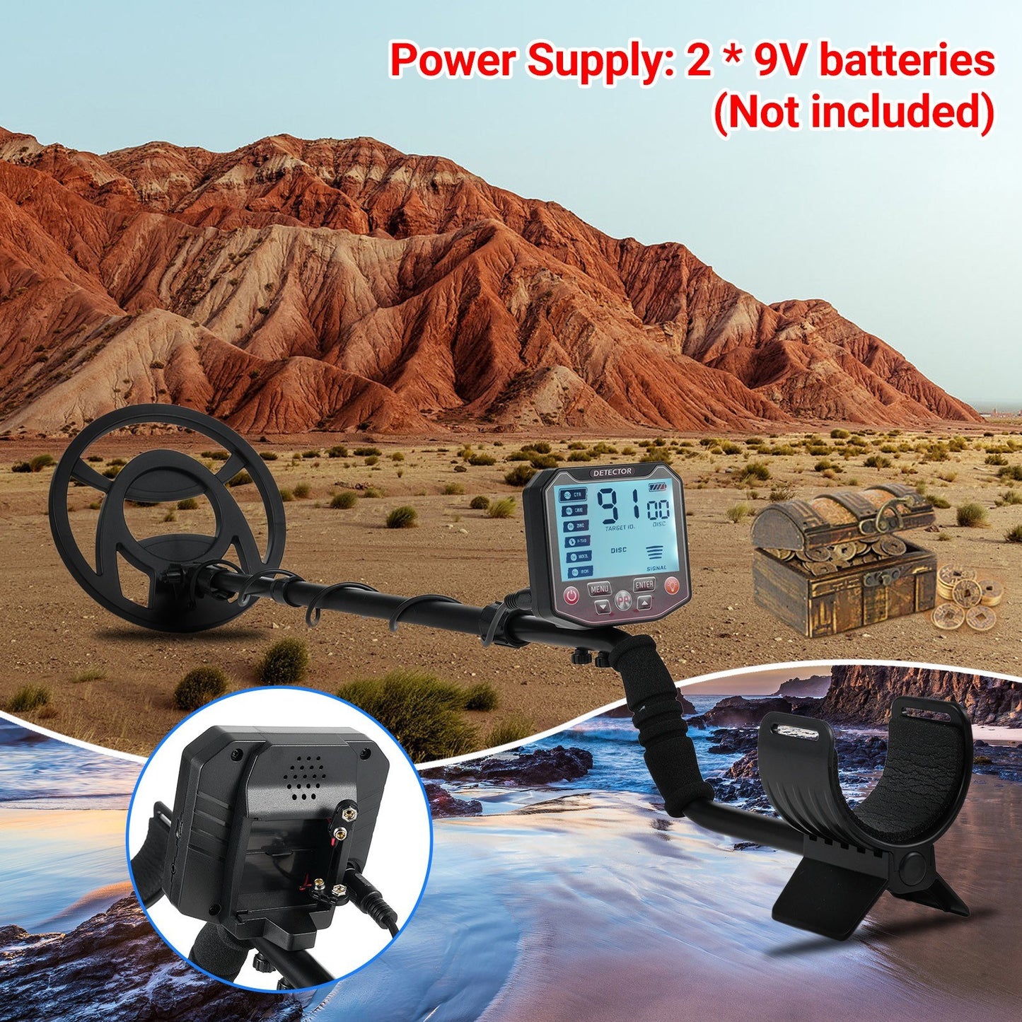 Professional Metal Detector for Adults - High Accuracy Gold Finder with LCD Display, 5 Modes, 10-Inch