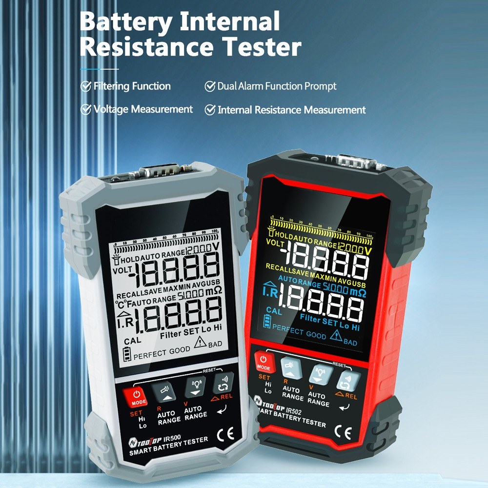 3.2-inch Display Battery Tester: Internal Resistance & Voltage Measurement with Self-Calibration, Filtering, Dual Alarms, Auto Shutdown