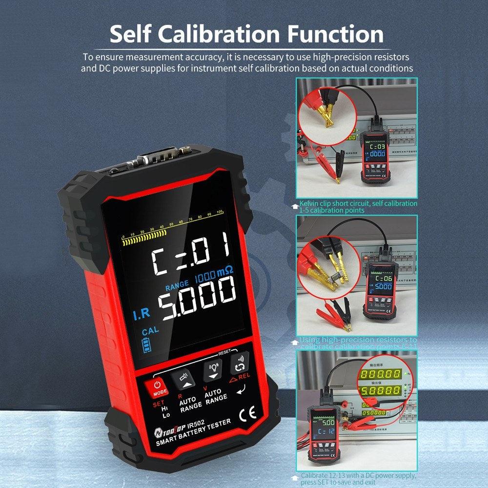 3.2-inch Display Battery Tester: Internal Resistance & Voltage Measurement with Self-Calibration, Filtering, Dual Alarms, Auto Shutdown