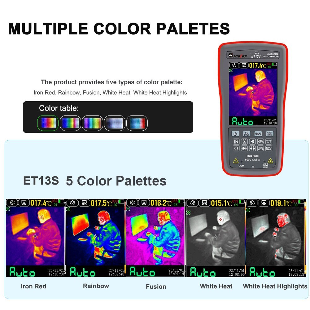 2-in-1 Thermal Imaging Multimeter, 192x192 IR Resolution, 10,000 Counts, 2.8 Touchscreen, -20℃ to 550℃ Temperature Range
