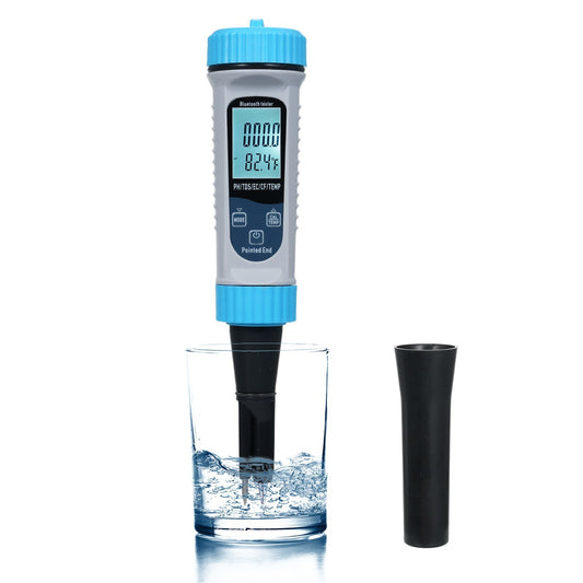 5-in-1 High Accuracy pH Meter with Bluetooth: pH/TDS/EC/CF/Temp Water Testing Kit for Home, Hydroponics, Lab, Aquarium, and More