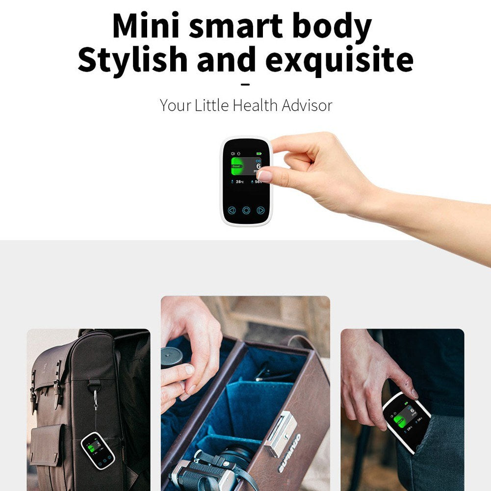 3-in-1 Air Quality Monitor: CO2 NDIR Sensor, Temperature & Humidity Detector with Auto-Brightness Adjustable TFT LCD Display & Calibration Features