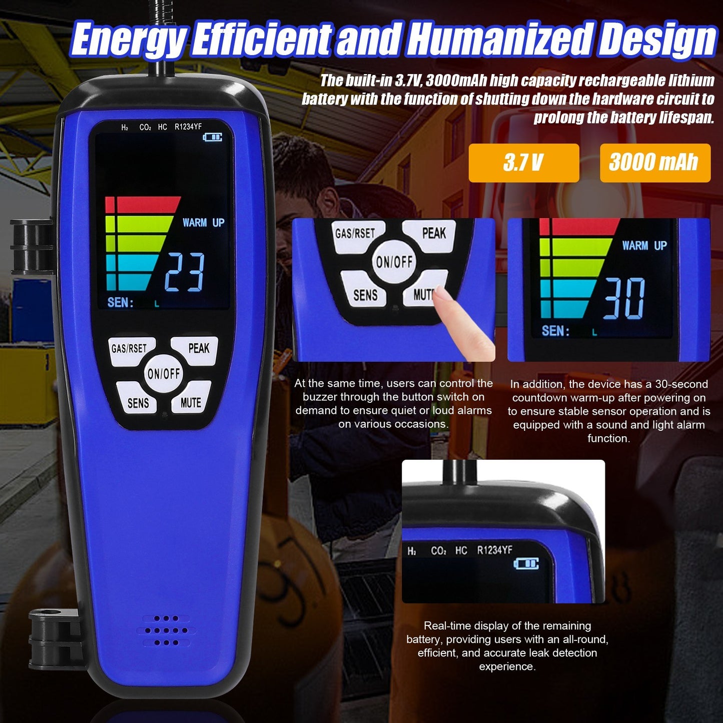 Portable Combustible Gas Leak Detector with Sound & Light Alarm