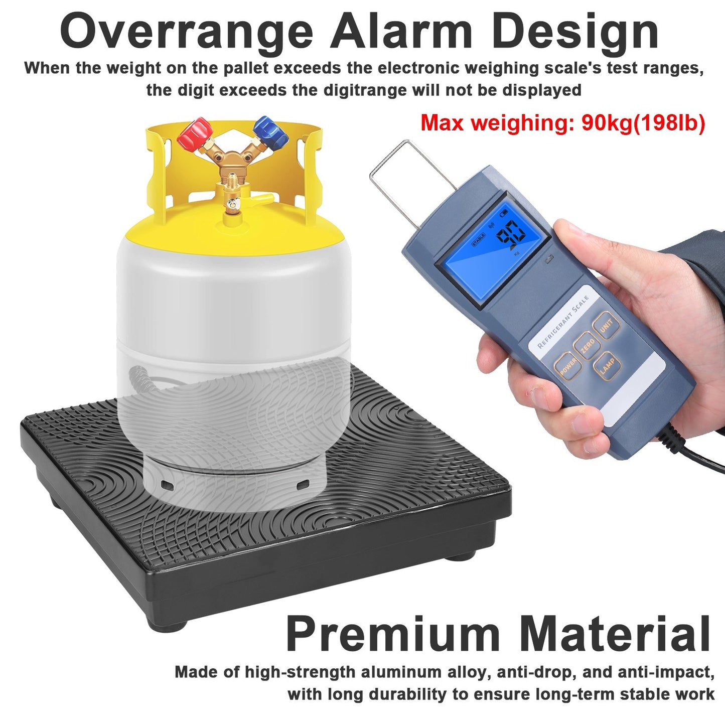 High Capacity 90kg Digital Refrigeration Scale for Refrigerant Refilling and AC Equipment