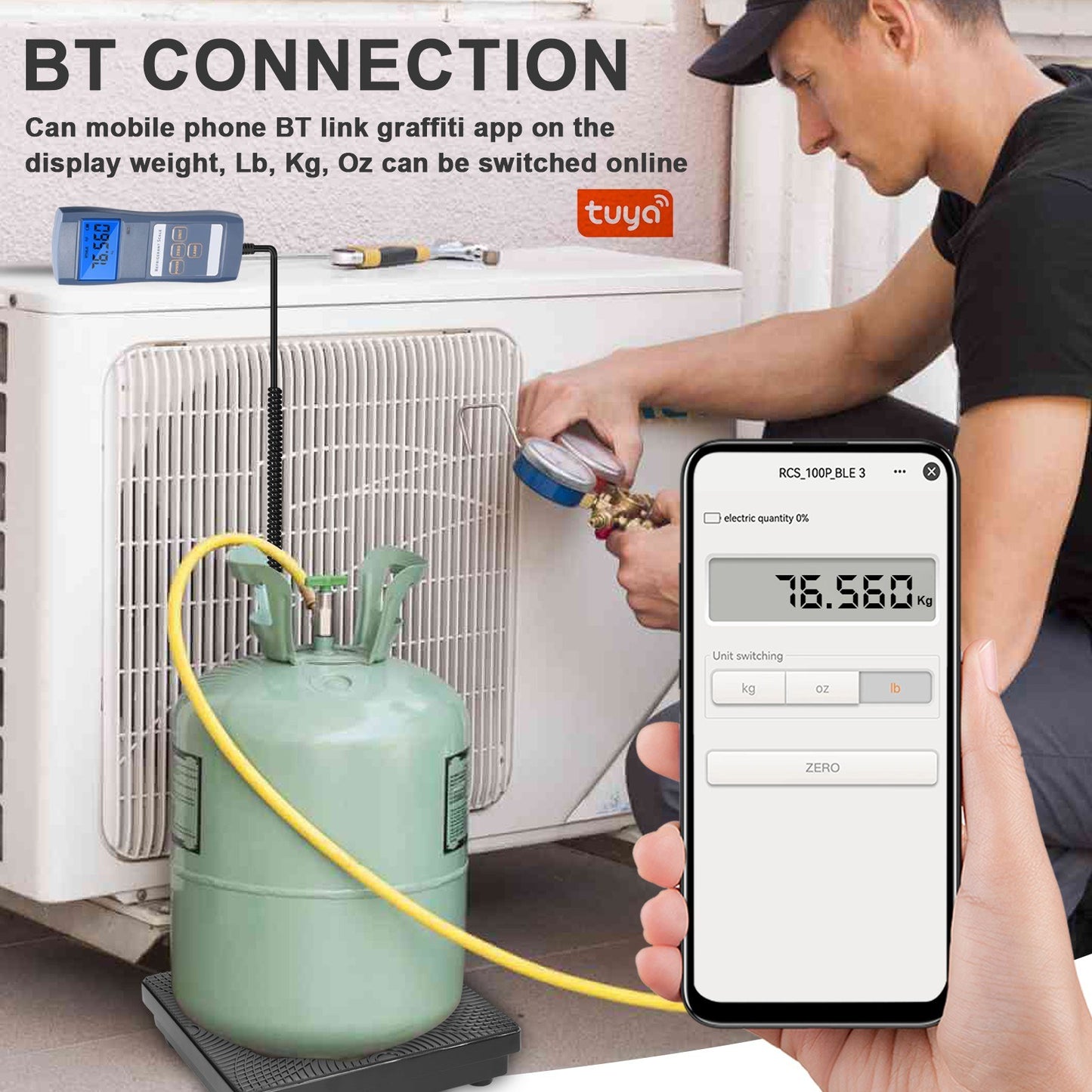 High Capacity 90kg Digital Refrigeration Scale for Refrigerant Refilling and AC Equipment