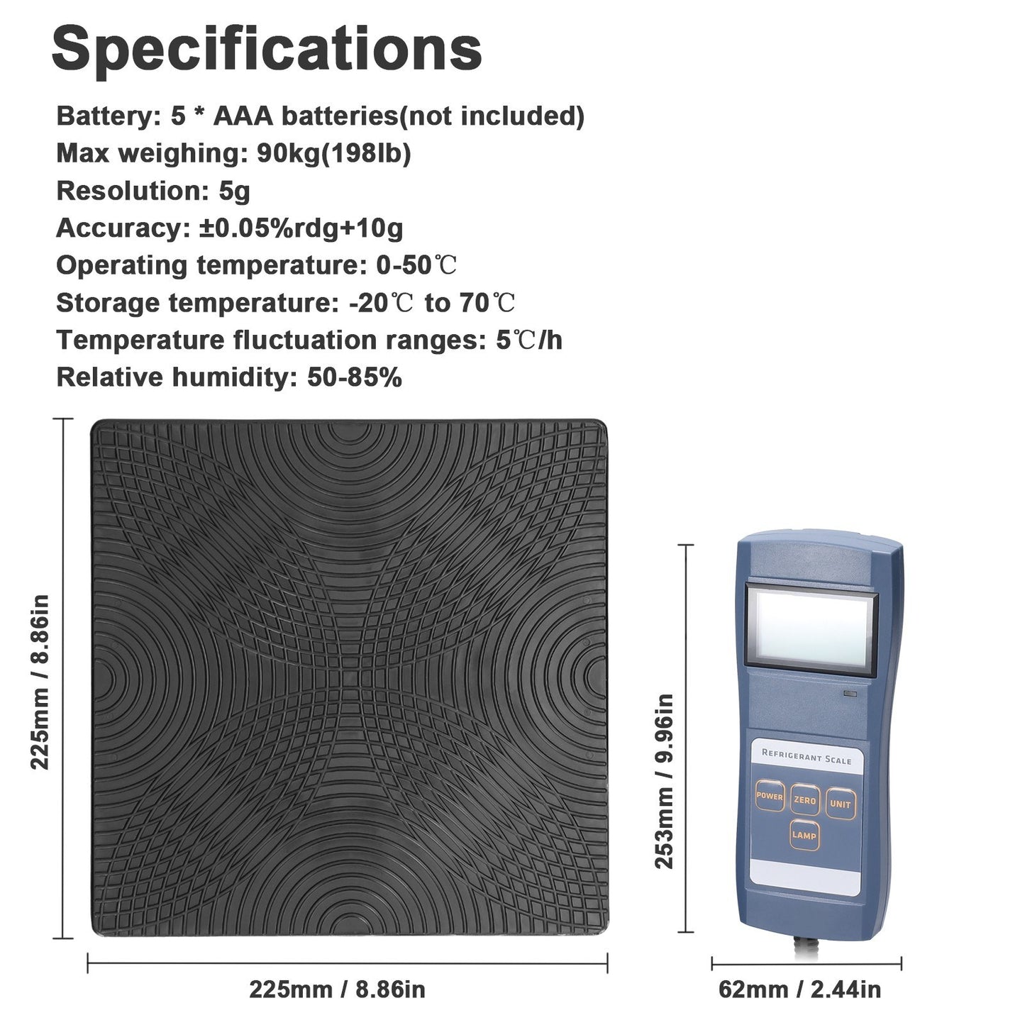 High Capacity 90kg Digital Refrigeration Scale for Refrigerant Refilling and AC Equipment
