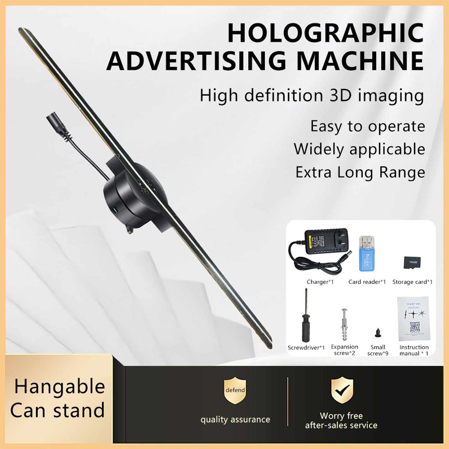 420mm Ultra-Thin 3D Holographic Projector with Mobile App & Text Features
