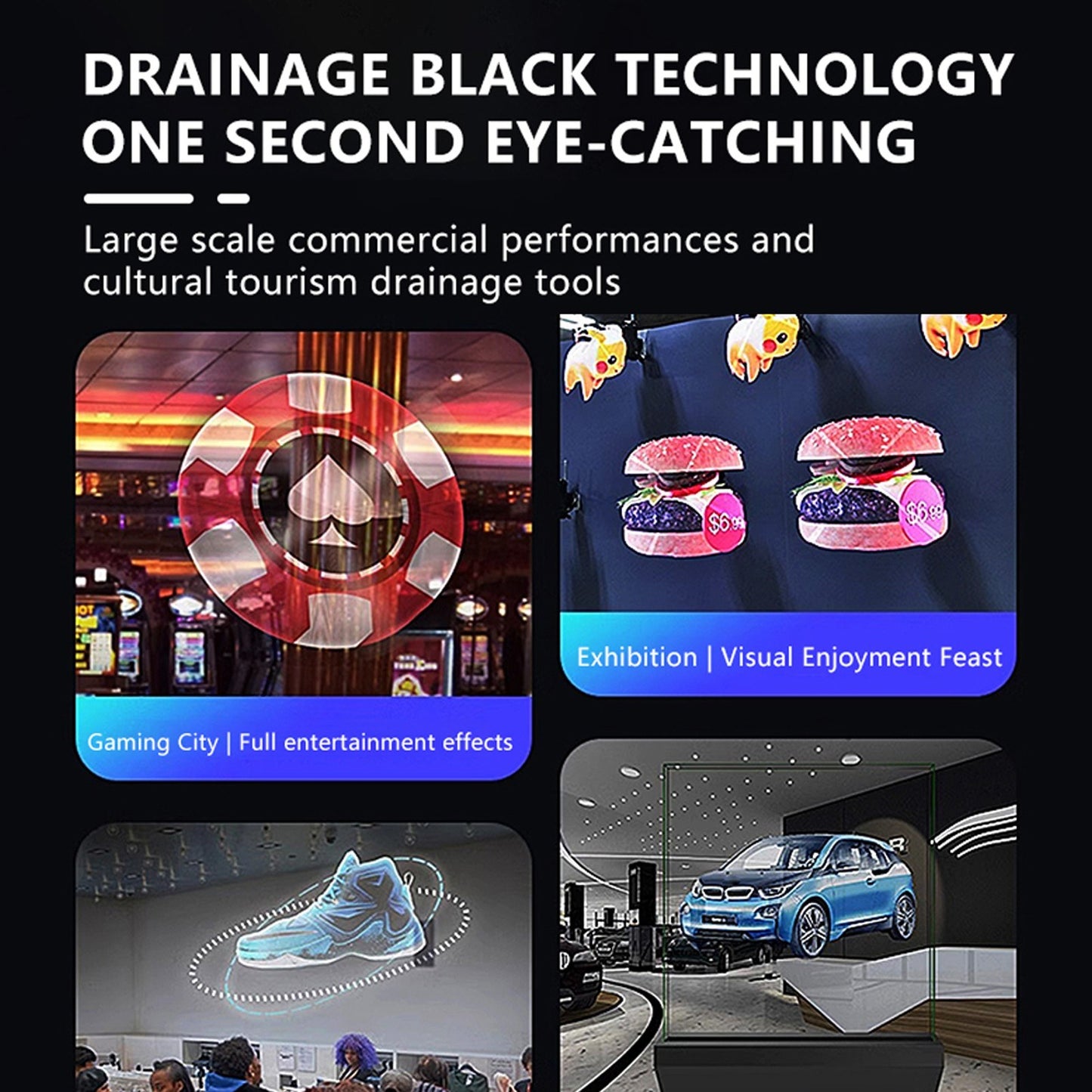 420mm Ultra-Thin 3D Holographic Projector with Mobile App & Text Features
