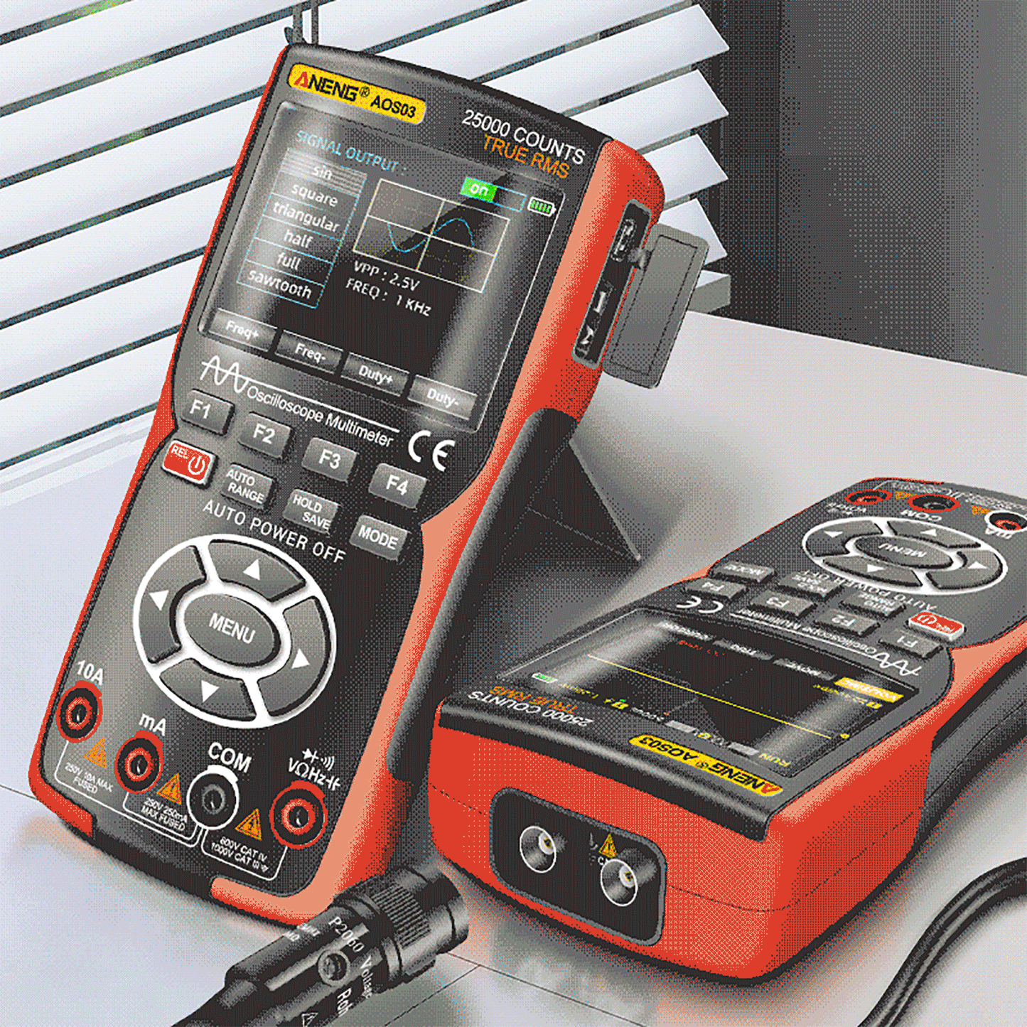 3-in-1 Professional Handheld Oscilloscope Multimeter & Signal Generator, Dual Channel, 50MHz, 280MSa/s, 25000-Count Digital Voltmeter